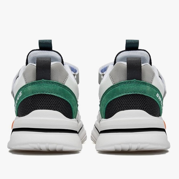 NEW-SHUGE White Black Green Leather Strap Slip On Sneakers Shoes- Youth 3.5Y - Picture 5 of 8